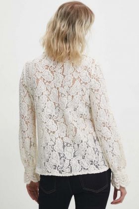 Answear Lab camasa femei, culoarea bej, cu guler clasic, regular