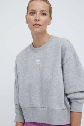 adidas Originals bluză Essentials Crew Sweatshirt femei, culoarea gri, melanj, IA6499