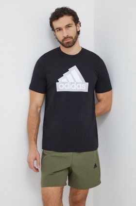 adidas tricou din bumbac bărbați, culoarea negru, cu imprimeu IS2855