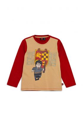 Lego longsleeve din bumbac pentru copii culoarea bordo, cu imprimeu