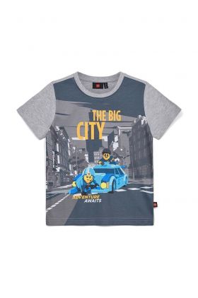 Lego tricou de bumbac pentru copii culoarea gri, cu imprimeu