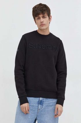 Superdry bluza barbati, culoarea negru, cu imprimeu