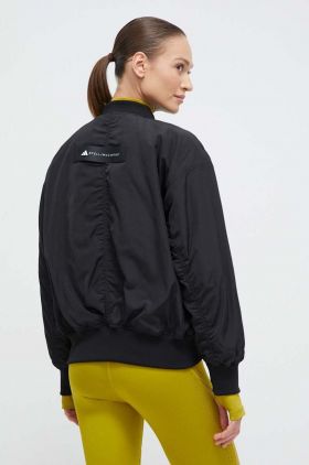 adidas by Stella McCartney geacă bomber femei, culoarea negru, de tranziție, oversize IP1370