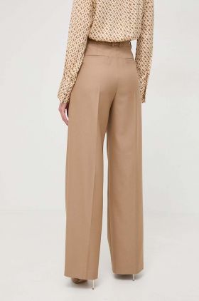 BOSS pantaloni de lână culoarea bej, lat, high waist 50509120