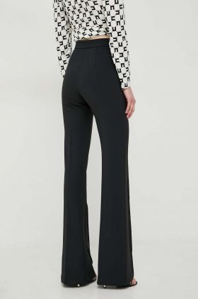 Elisabetta Franchi pantaloni femei, culoarea negru, evazati, high waist