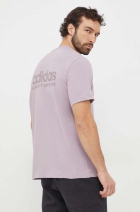 adidas tricou din bumbac bărbați, culoarea violet, cu imprimeu  IR5267