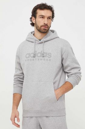 adidas bluză bărbați, culoarea gri, cu glugă, cu imprimeu  IW1205