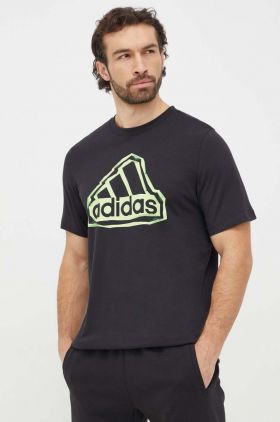 adidas tricou din bumbac bărbați, culoarea negru, cu imprimeu IM8300