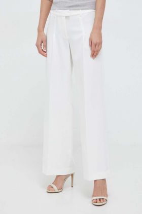 Bardot pantaloni femei, culoarea bej, drept, high waist