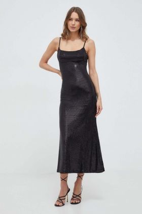 Bardot rochie culoarea negru, maxi, mulata