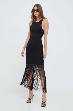 Bardot rochie culoarea negru, mini, mulata