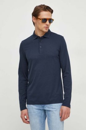 BOSS longsleeve bărbați, culoarea bleumarin, uni 50508850