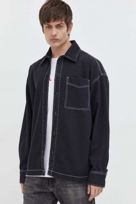 G-Star Raw geacă cu aspect de cămașă culoarea negru, de tranzitie