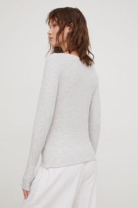 Abercrombie & Fitch longsleeve femei, culoarea gri