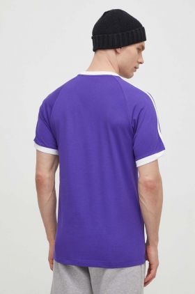 adidas Originals tricou din bumbac 3-Stripes Tee bărbați, culoarea violet, cu imprimeu, IM9394