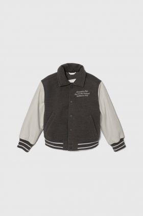 Abercrombie & Fitch geaca bomber pentru copii culoarea gri