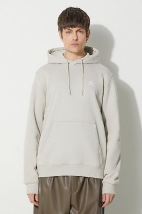 adidas Originals bluză Trefoil Essentials Hoody bărbați, culoarea gri, cu glugă, cu imprimeu, IR7785