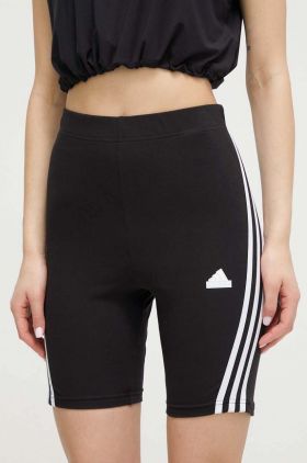 adidas pantaloni scurți femei, culoarea negru, cu imprimeu, high waist  IP1569