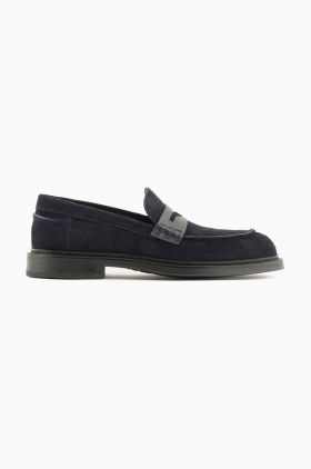 Emporio Armani mocasini din piele intoarsa barbati, culoarea negru, X4A184 XR111 E553