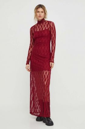 Résumé rochie culoarea bordo, maxi, drept