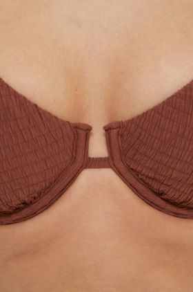 Abercrombie & Fitch sutien de baie culoarea maro, cupa moale