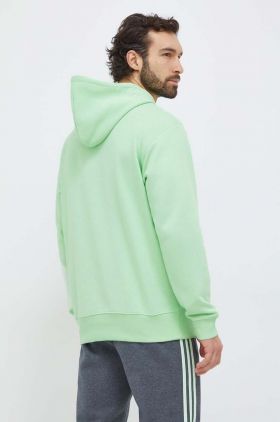 adidas bluză bărbați, culoarea verde, cu glugă, uni IX3951