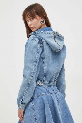 Moschino Jeans geaca jeans femei, de tranzitie, oversize