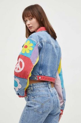 Moschino Jeans geaca jeans femei, de tranzitie, oversize