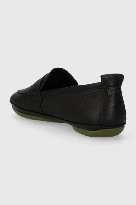 Camper mocasini de piele Right Nina femei, culoarea negru, cu toc plat, K201421.012