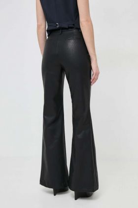 Bardot pantaloni femei, culoarea negru, evazati, high waist