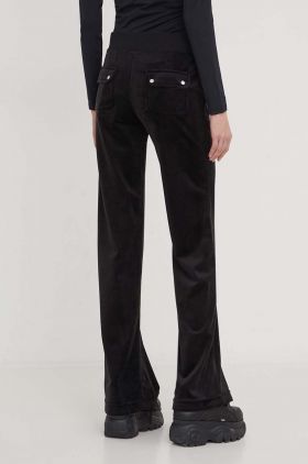 Juicy Couture pantaloni de trening din velur culoarea negru, neted