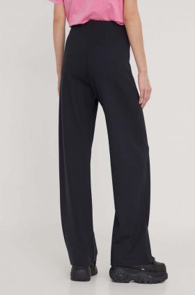 Abercrombie & Fitch pantaloni femei, culoarea negru, lat, high waist