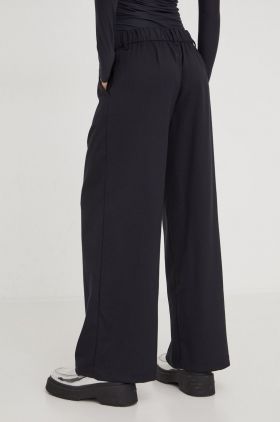 Hollister Co. pantaloni femei, culoarea negru, drept, high waist