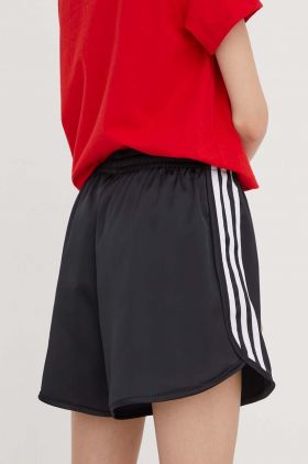 adidas Originals pantaloni scurți femei, culoarea negru, cu imprimeu, high waist  IU2528