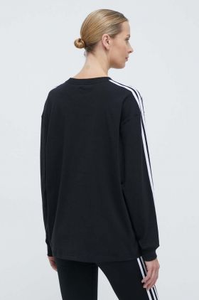 adidas Originals tricou cu manecă lungă 3-Stripes longsleeve de damă, culoarea negru, IU2412