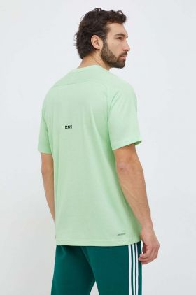 adidas tricou Z.N.E bărbați, culoarea verde, uni IR5227