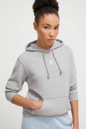 adidas Originals hanorac de bumbac femei, culoarea gri, cu glugă, melanj IJ9760