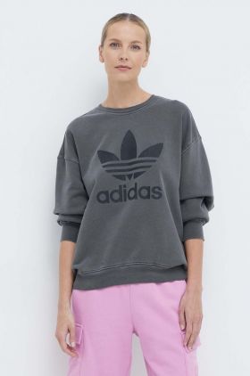 adidas Originals hanorac de bumbac femei, culoarea gri, cu imprimeu IN2270