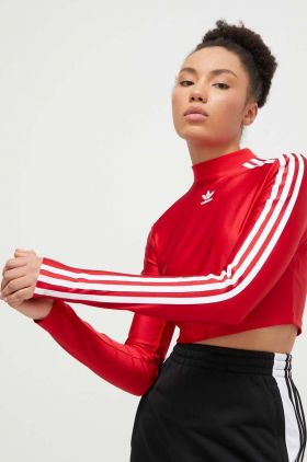 adidas Originals longsleeve femei, culoarea roșu, cu turtleneck IR8132