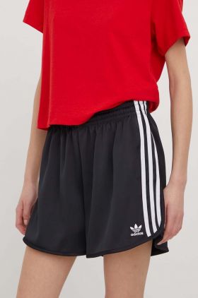 adidas Originals pantaloni scurți femei, culoarea negru, cu imprimeu, high waist  IU2528