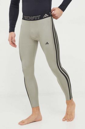 adidas Performance colanți de antrenament Techfit culoarea verde, cu imprimeu  IR5711