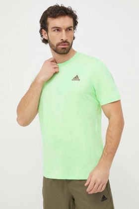 adidas tricou din bumbac bărbați, culoarea verde, uni IS1315