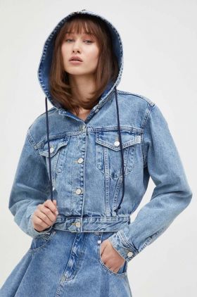 Moschino Jeans geaca jeans femei, de tranzitie, oversize