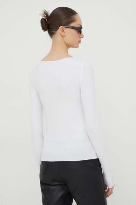 Abercrombie & Fitch longsleeve femei, culoarea alb