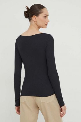 Abercrombie & Fitch longsleeve femei, culoarea negru