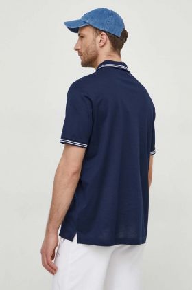 Paul&Shark polo de bumbac culoarea albastru marin, neted