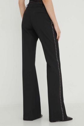 HUGO pantaloni femei, culoarea negru, evazați, high waist 50505344