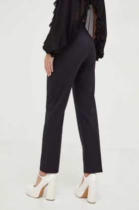 MSGM pantaloni de lână culoarea negru, drept, high waist 3641MDP15.247200