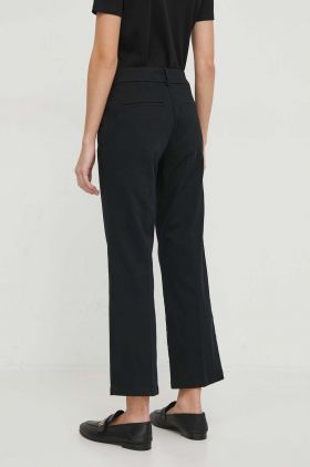 Sisley pantaloni femei, culoarea negru, drept, medium waist