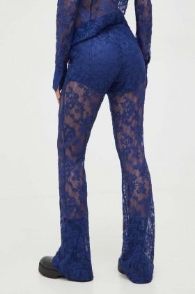 Blugirl Blumarine pantaloni femei, culoarea bleumarin, evazați, medium waist RA4080.J4653